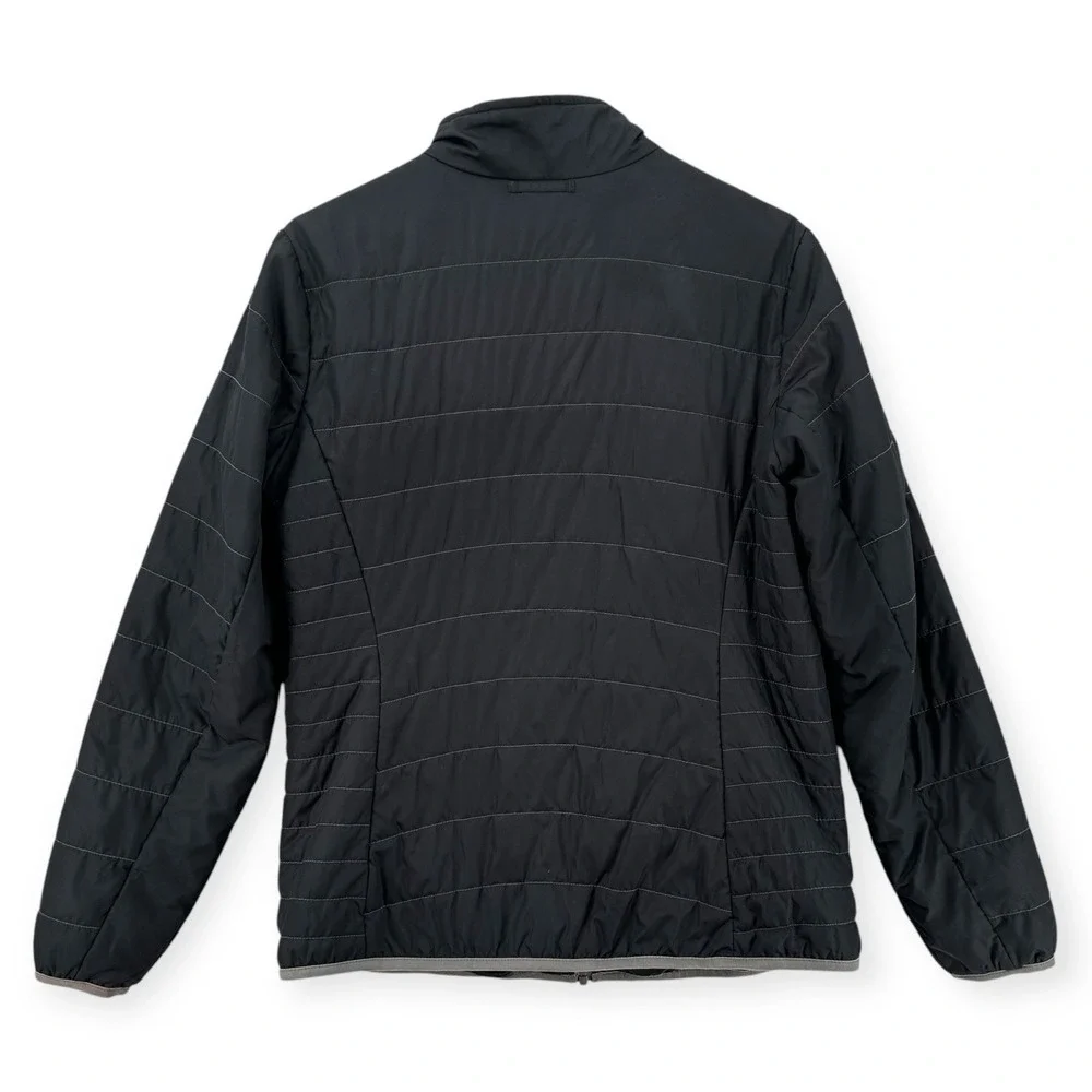 Eddie Bauer Puffer Jacket Womens‎ Large Quilted Full Zip Black Gray Lightweight